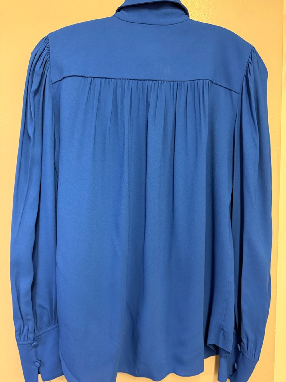Another Tomorrow Classic Royal Blue Long-Sleeve Button-Up Blouse - Picture 5 of 5